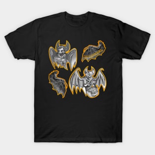 Halloween Grey Bats Pattern T-Shirt